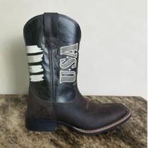 Bota Texana Masculina Texas Rodeo Couro Marrom Escuro USA