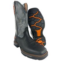 Bota Texana Masculina Vimar Cano Médio Tundra Bico Quadrado Solado Jump Preto Chumbo Ref. 81398