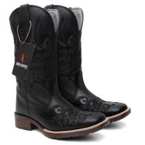 Bota Texana Nashville Black em Couro Ref. EVA-Nashville-Black