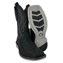 Bota Texana Preta Masculina Couro Legítimo Original Vimar Com Canivete Cano Médio Ref. 81360