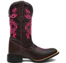 Bota Texana Tribau Pink Unissex Bico Quadrado Solado Borracha