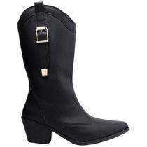 Bota Texana Via Angel Feminina com Fivela Country Bico Fino Cano Alto Moderna Casual Bota Texana Via Angel Feminina com Fivela Country Bico Fino Cano Alto Moderna Casual