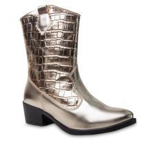 Bota Texana Western Bordada Croco Feminina Tendencia Moda Ana Castela