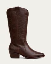 Bota Texana Western em Couro Cano Médio Bordada - Solis Brasil - Marrom Bota Texana Western em Couro Cano Médio Bordada - Solis Brasil - Marrom