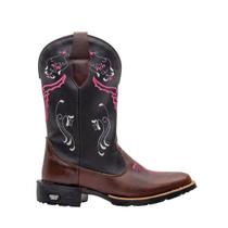 Bota Texana Western Feminina Bico Quadrado Texas Gold Cara de Boi Café