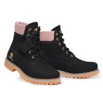 Bota Timberland Feminina de Couro Ref. 10061 Cor Black and Pink