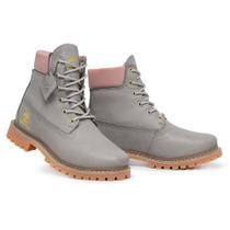 Bota Timberland Feminina de Couro Ref. 10061 Cor Gray and Pink