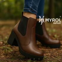 Bota Tratorada Coturno Salto Médio Elástico Confortável Bota Tratorada Coturno Salto Médio Elástico Confortável