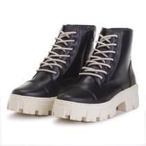 Bota Tratorada Couro Coturno Inverno Feminino Solado Borracha Palmilha Conforto