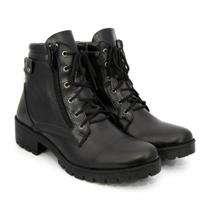 Bota Tratorada Feminina Coturno Cano Curto Casual Salto Baixo Preto Zíper Lateral Confortável Moda Bota Tratorada Feminina Coturno Cano Curto Casual Salto Baixo Preto Zíper Lateral Confortável Moda