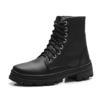 Bota Tratorada Feminina Coturno Moda Casual Atemporal Dia a Dia Design Preto JCL STORE