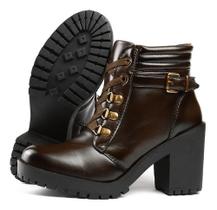 Bota Tratorada Feminina Plataforma R I C Shoes Salto Bloco e Relogio Digital resistente a água