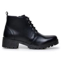 Bota Tratorada Feminina Zíper Lateral Sola Alta Cano Baixo Coturno Blogueira Moda Confortável 14010