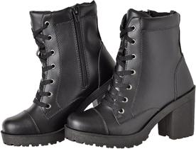 Bota Tratorada Feminino Salto Alto Ziper Preta Fosca 1701