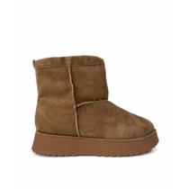 Bota Urupema Suede Nude Pelo Interno Plataforma 4cm Tamanho:37Material:suedeCor:nude