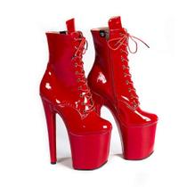 Bota VENUS Vermelha Verniz Salto 20cm (8") para Pole Dance Cor:VermelhoTamanho:BRA 35-36 (EUR 37)