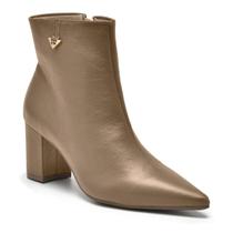Bota Via Marte Cano Curto Salto Bloco Bico Fino Couro 236-003-01