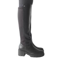 Bota Via Marte Cano Longo Tratorada com Zíper Preta