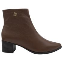 Bota Via Marte Couro Legítimo Salto Baixo