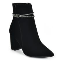 Bota Via Marte Feminina Nobuck Cano Curto Salto Bloco 8cm Zíper Strass Bota Via Marte Feminina Nobuck Cano Curto Salto Bloco 8cm Zíper Strass