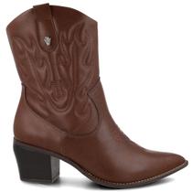 Bota Via Marte Western Cano Baixo 054-014 Feminina Dark Brown - Bota Via Marte Western Cano Baixo 054-014 Feminina Dark Brown -