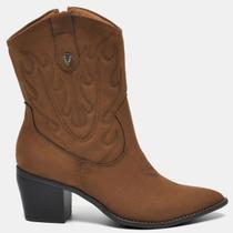 Bota Via Marte Western Cano Baixo 054-014 Feminina Marrom - Bota Via Marte Western Cano Baixo 054-014 Feminina Marrom -