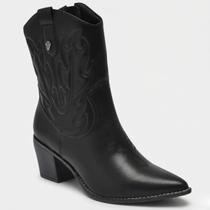 Bota Via Marte Western Cano Médio Feminina - Preto - 37 Bota Via Marte Western Cano Médio Feminina - Preto - 37