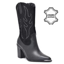 Bota via marte western feminina couro 23-7207