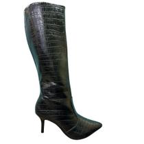 Bota Via Uno Cano Alto Bico Fino Salto 7cm Moda Feminina Atual