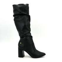 Bota Via Uno Original 954005 Cano Longo Salto Alto Enrugada Feminino