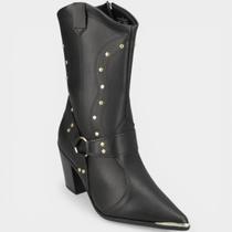 Bota Vizzano Apliques Cano Médio Feminina - Preto - 38 Bota Vizzano Apliques Cano Médio Feminina - Preto - 38
