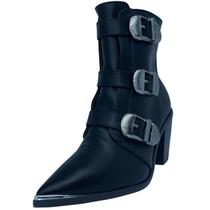 Bota Vizzano Bico Ponta Metalizado Fivelado - 41782 Bota Vizzano Bico Ponta Metalizado Fivelado - 41782