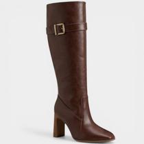 Bota Vizzano Cano Alto Salto Listrado Feminina - Marrom - 37 Bota Vizzano Cano Alto Salto Listrado Feminina - Marrom - 37