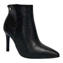 Bota Vizzano Cano Baixo Bico Fino 3049.219 Preto Croco