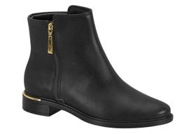 Bota Vizzano Cano Curto Com Zíper Dourado E Salto Baixo Preto Bota Vizzano Cano Curto Com Zíper Dourado E Salto Baixo Preto