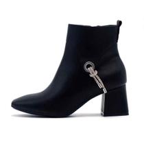 Bota Vizzano Cano Curto Ziper Lateral Cordao