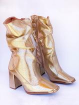 Bota Vizzano Escama Metal Zunique Dourado Bota Vizzano Escama Metal Zunique Dourado