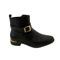 Bota Vizzano Feminina Cano Curto Baixo Bloco Elástico Fivela Confortável Original Bota Vizzano Feminina Cano Curto Baixo Bloco Elástico Fivela Confortável Original