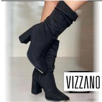 Bota Vizzano Feminina Cano Médio 3085.205 Camurçada Salto Bloco