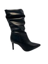 Bota Vizzano Feminina Napa Preto Drapeado Cano Médio Salto Bico Fino 3112.101 - Bota Vizzano Feminina Napa Preto Drapeado Cano Médio Salto Bico Fino 3112.101 -