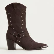 Bota Vizzano Western Cano Médio Marrom Escuro Bota Vizzano Western Cano Médio Marrom Escuro