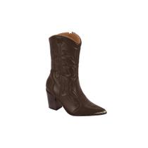 Bota Vizzano Western Country Salto Médio Cano Longo Marrom Cor:MarromTamanho:38 Bota Vizzano Western Country Salto Médio Cano Longo Marrom Cor:MarromTamanho:38