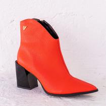 Bota Western Cano Curto Salto Bloco Coral