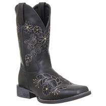 Bota Western Feminina com Bico Quadrado Preta Jácomo 38007 Bota Western Feminina com Bico Quadrado Preta Jácomo 38007