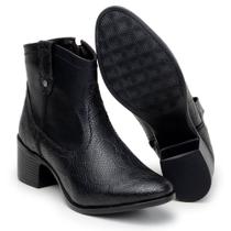 Bota Western Feminina Dorf Couro Preto