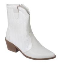 Bota Western Feminina Metalizada Texana Prateada Country