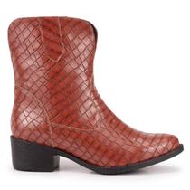 Bota Western FemininaTexana Salto Grosso Cano Curto Croco