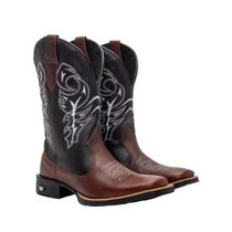 Bota Western Masculina Bico Quadrado em Couro Texas Gold Delegada Café Bota Western Masculina Bico Quadrado em Couro Texas Gold Delegada Café