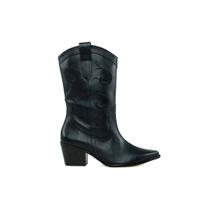 Bota Western Preta Couro Cecconello Salto Baixo Bloco 5,5cm