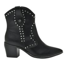 Bota Western Texana Country Via Marte Bico Fino Salto Bloco Feminina Preto